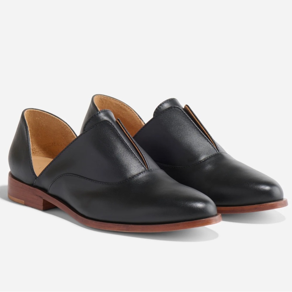 Black Leather Women's Slip-On Loafers